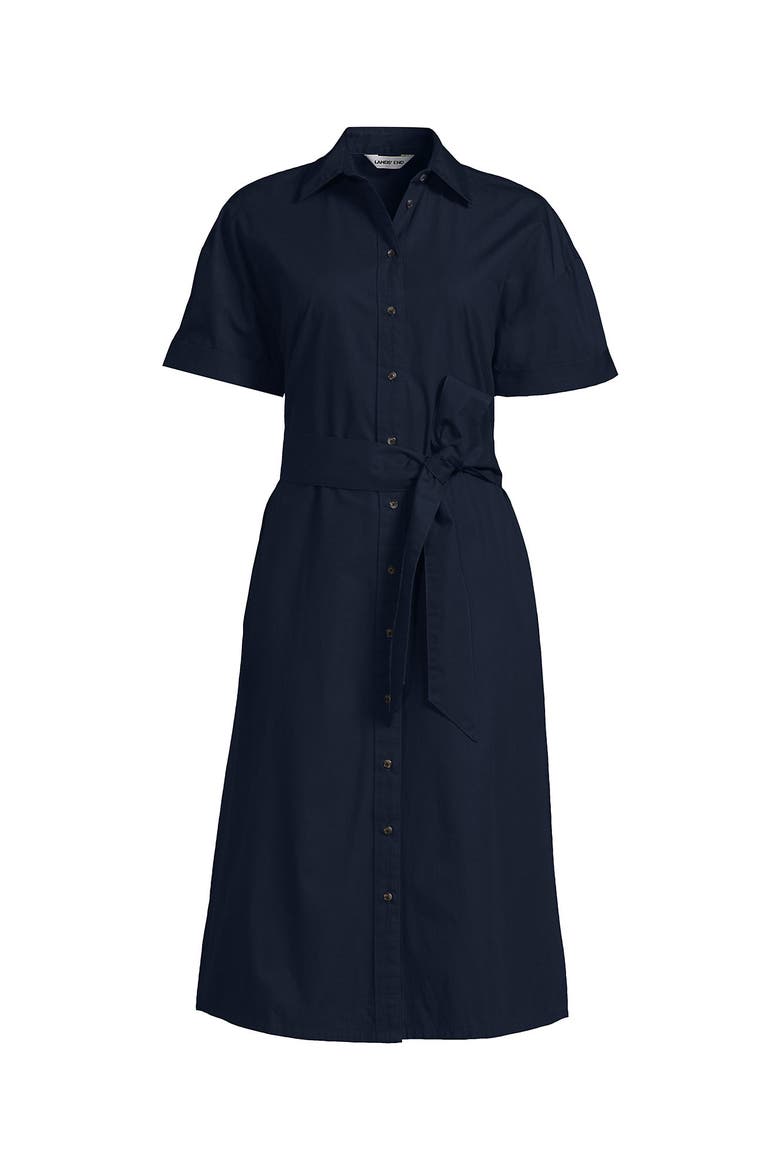 Cotton Poplin Button Front Dress, Alternate, color, Navy