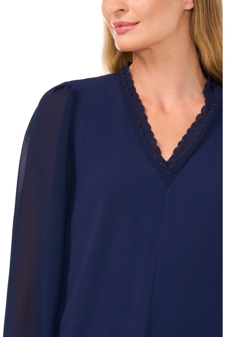 Scallop Detail Georgette Top, Alternate, color, CLASSIC NAVY
