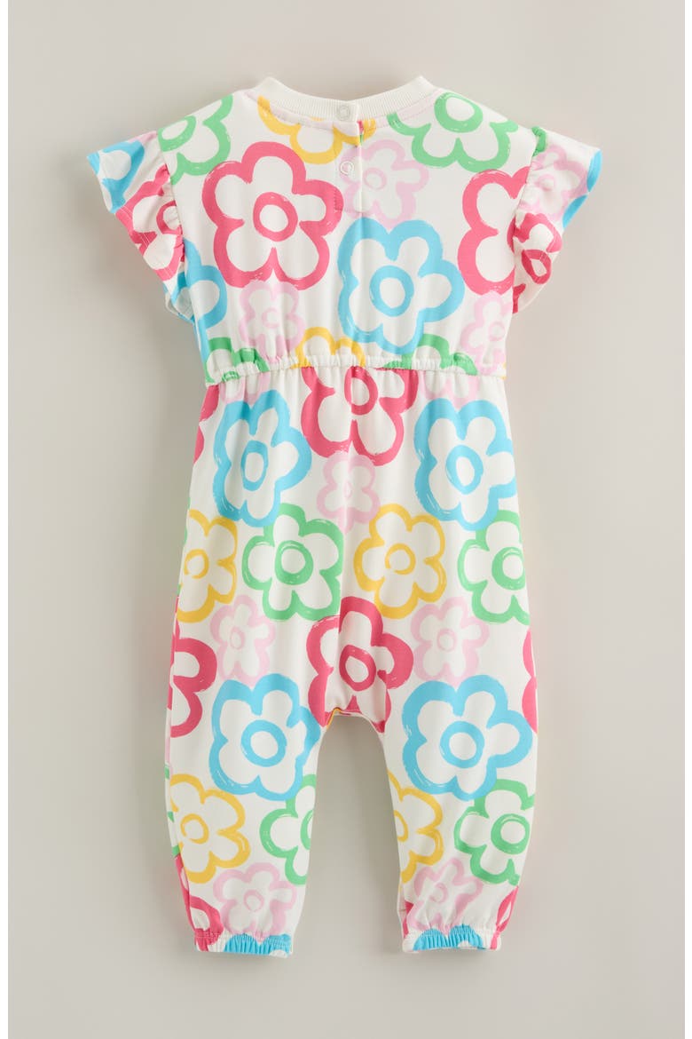 Ruffle Sleeve Romper, Alternate, color, IVORY EGRET PAINTED DAISY