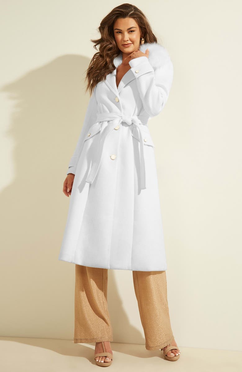 GUESS Ruby Wool Blend Coat, Alternate, color, Twht