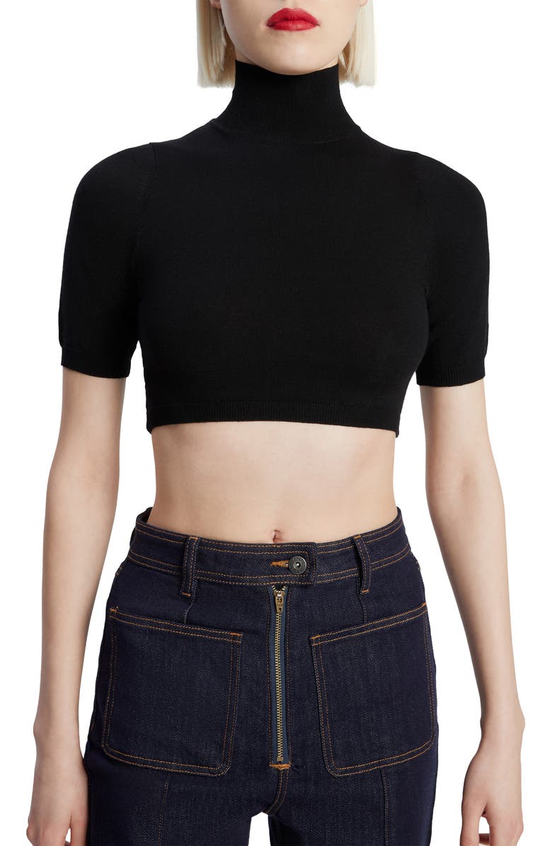 Bardot Jaks Mock Neck Knit Crop Top, Alternate, color, Black