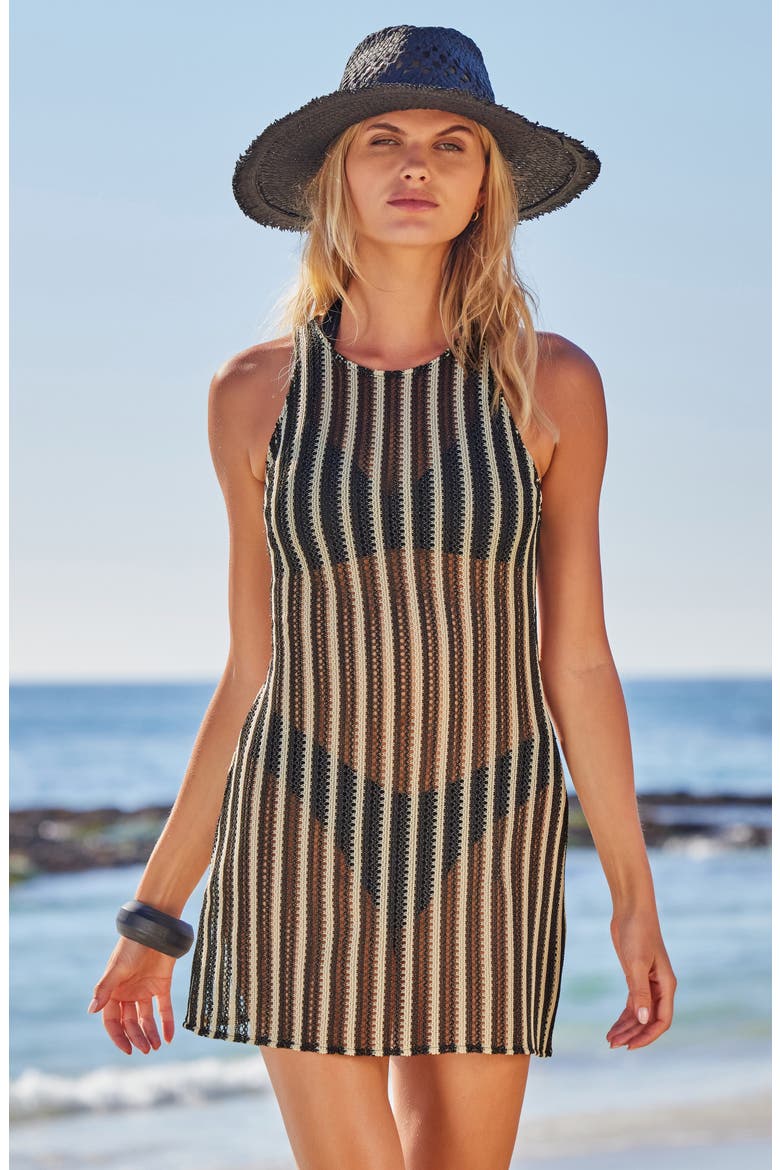 cover up mini dress Women's The Breeze In My Hair White Open Knit Cover Up Mini Dress | Size: L