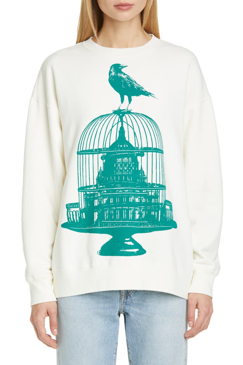 Crow Graphic Sweatshirt, Main, color, OFF-WHITE