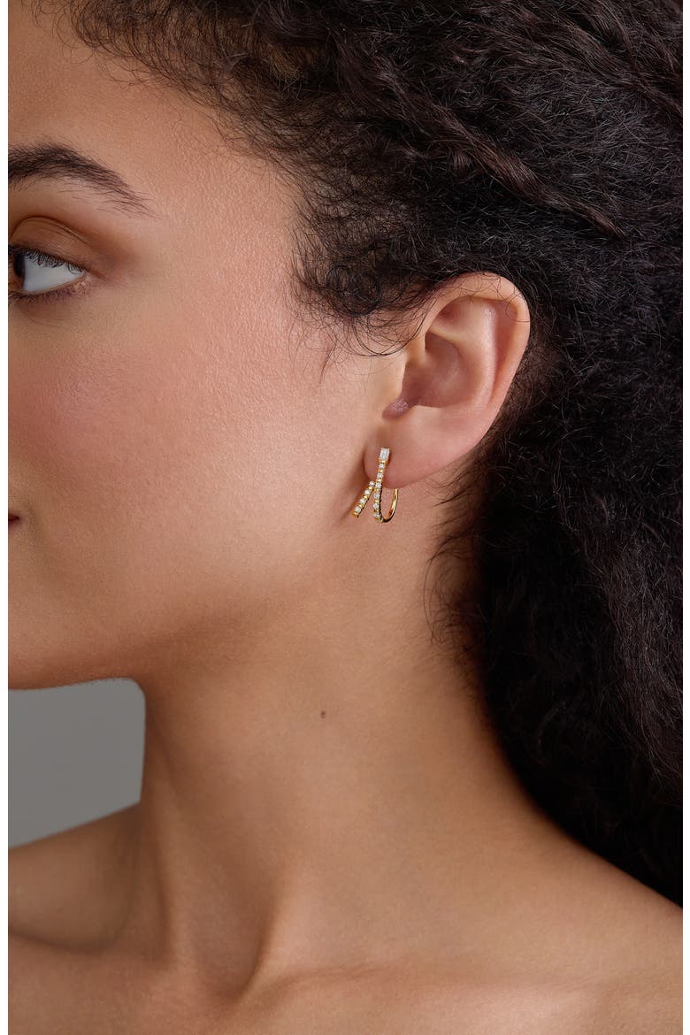 18K Gold Gatsby Diamond Hoop Earrings, Alternate, color, 18KY GOLD