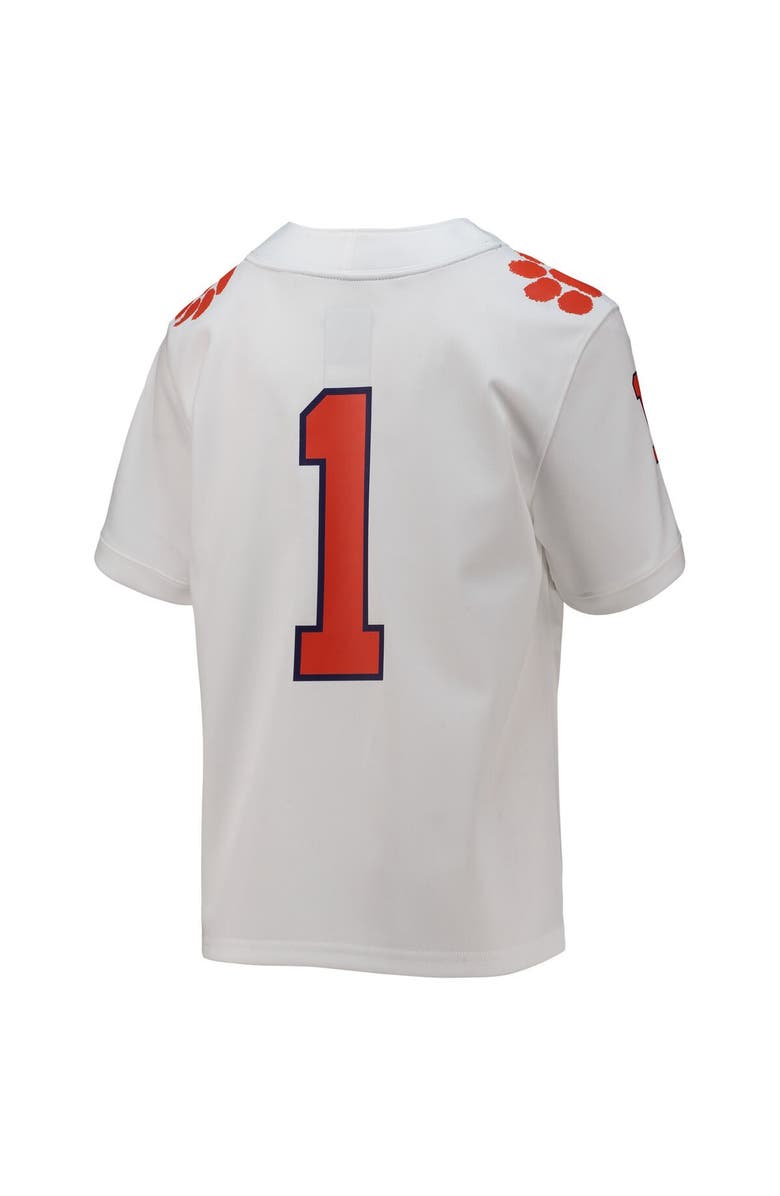 Nike Youth Nike #1 White Clemson Tigers Replica Football Jersey, Alternate, color, White