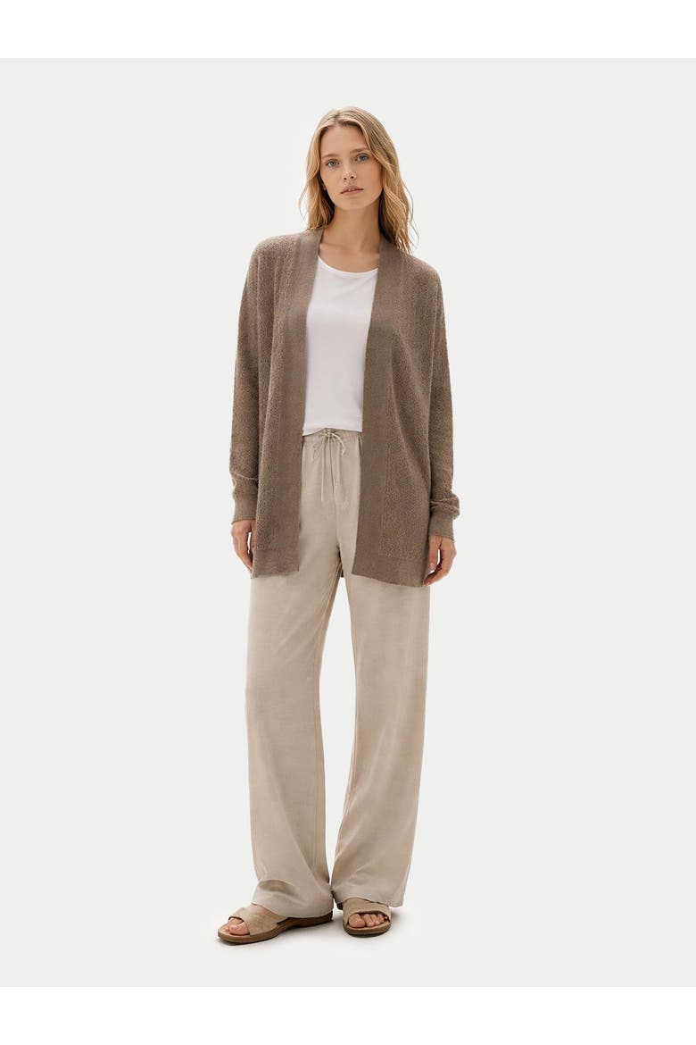 Ajour Knit Open front Cardigan, Alternate, color, taupe