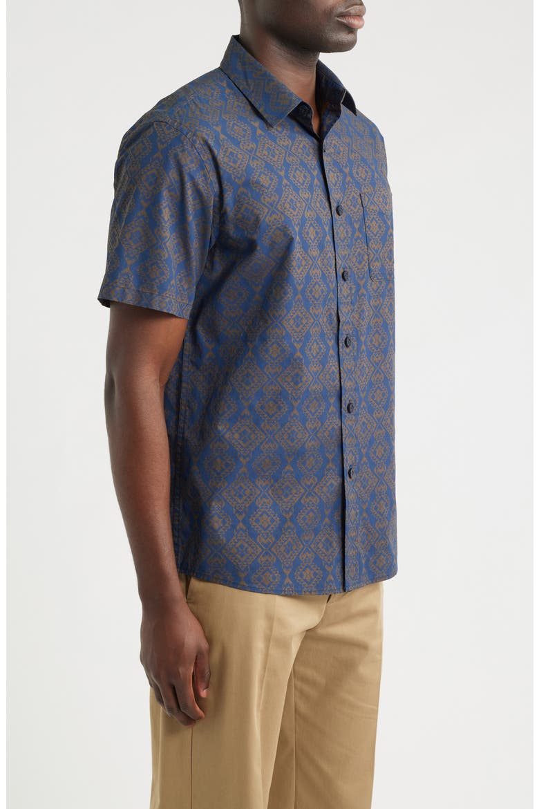 Shoreline Short Sleeve Cotton Button-Up Shirt, Alternate, color, ECHO BAY NAVY