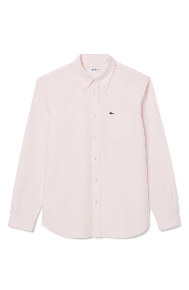 Lacoste Regular Fit Oxford Button-Down Shirt, Alternate, color, White/ Flamingo