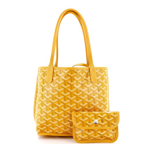 Pre-owned Goyard Goyard Anjou Reversible Tote Coated Canvas Mini In Yellow