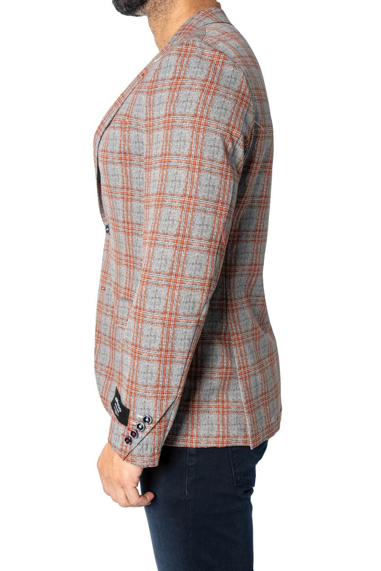 Descartes Unconstructed Plaid Spanish Orange Blazer, Alternate, color, ORANGE