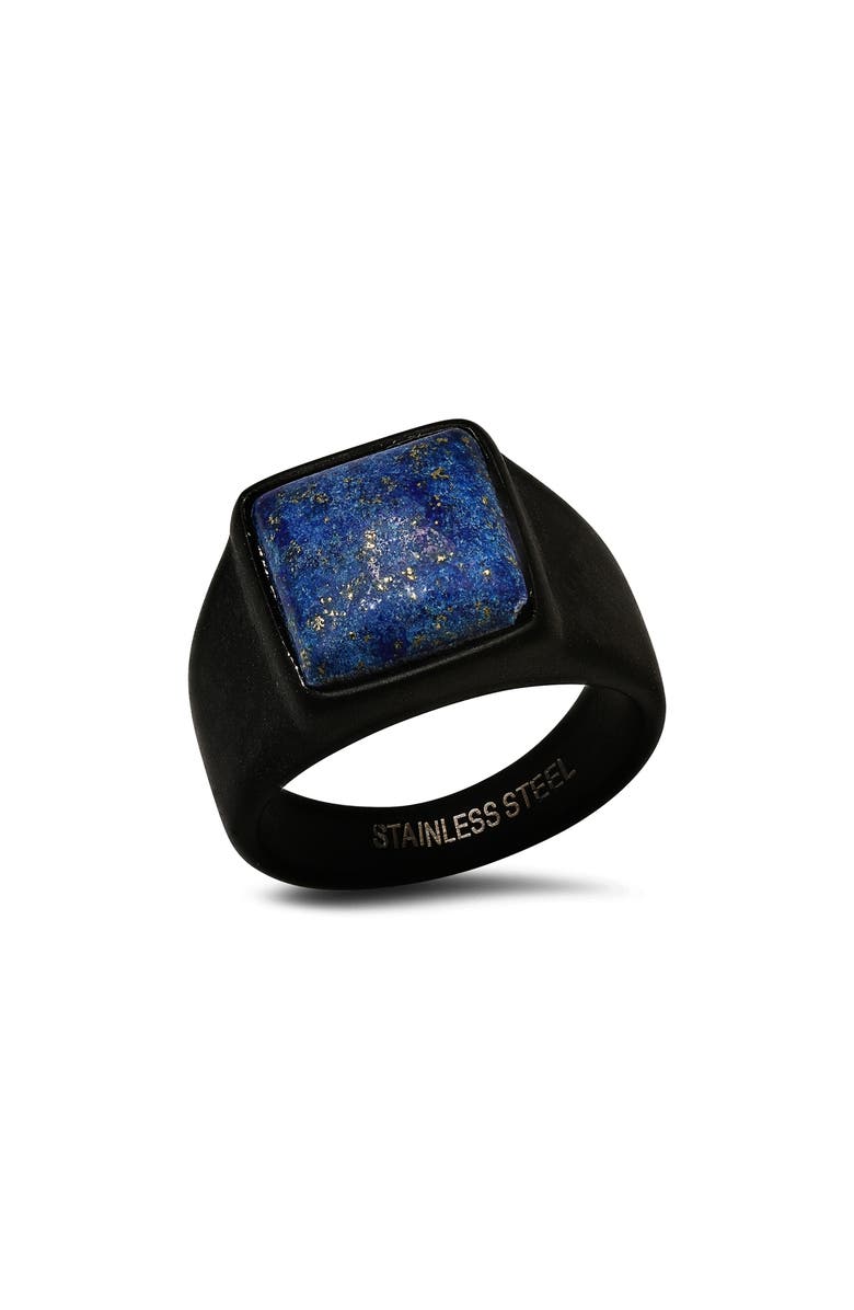 HMY JEWELRY Men's Lapis Lazuli Signet Ring, Alternate, color, Blue/ Black