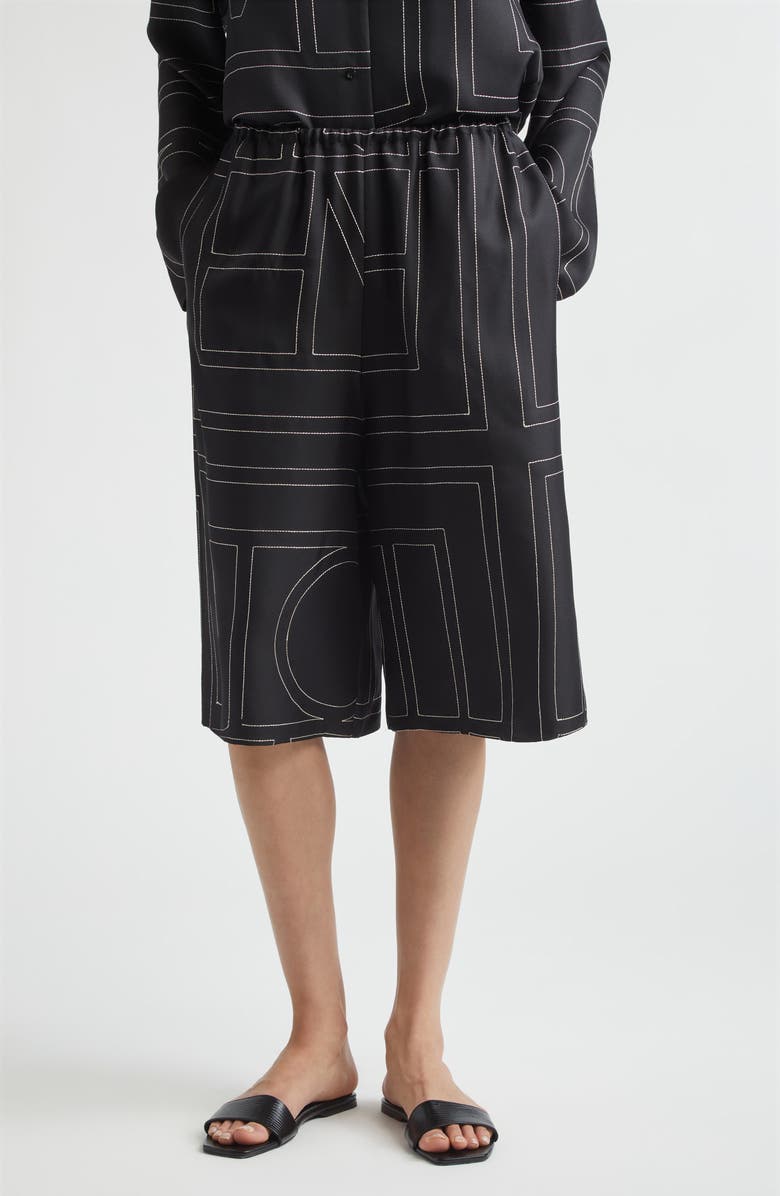 TOTEME Monogram Organic Silk Pajama Culottes, Main, color,