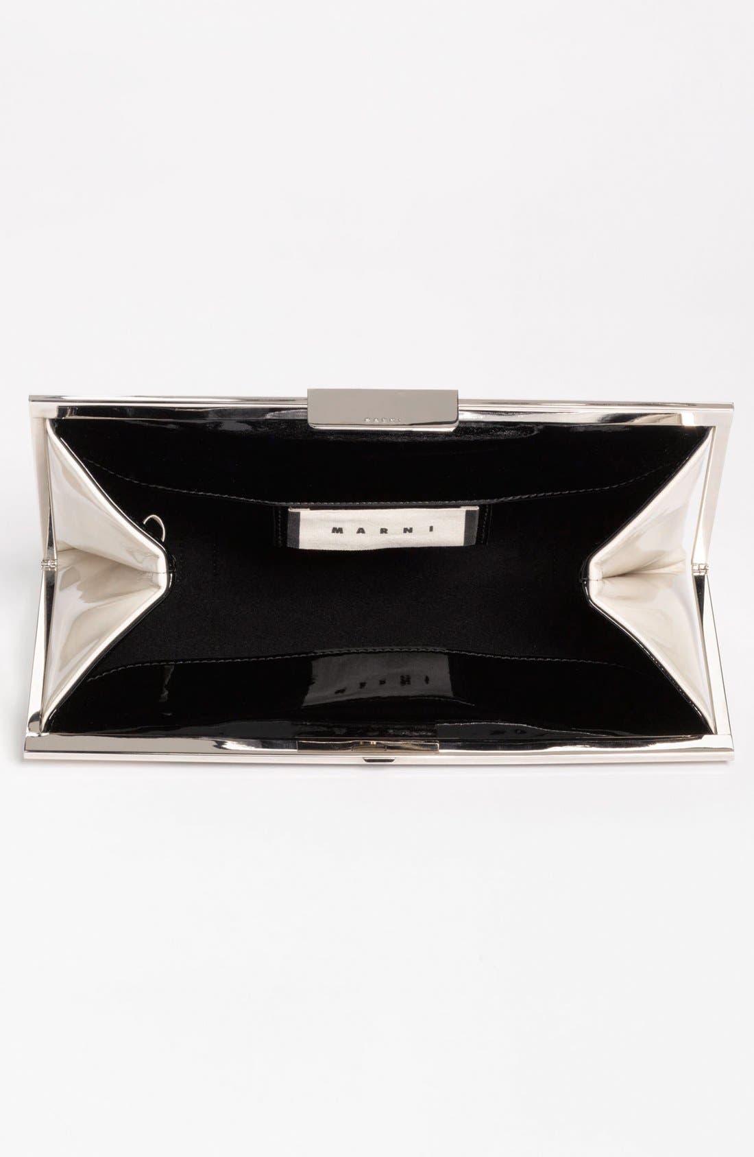 Bicolor Frame Clutch, Alternate, color, COAL/ SILK WHITE
