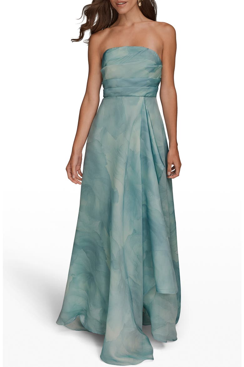 Abstract Floral Strapless Gown, Main, color, SEA MIST MULTI