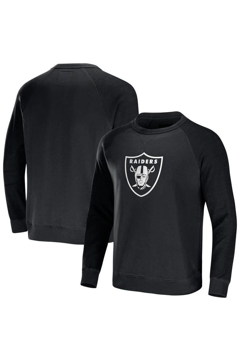 Men's NFL x Darius Rucker Collection by Fanatics  Black Las Vegas Raiders Distressed Lightweight Pullover Sweatshirt, Main, color, Black
