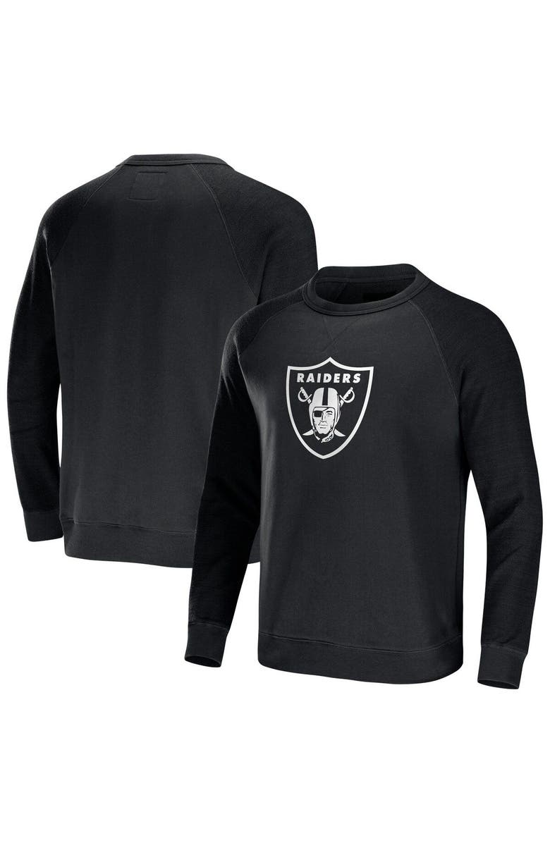 NFL X DARIUS RUCKER Men's NFL x Darius Rucker Collection by Fanatics  Black Las Vegas Raiders Distressed Lightweight Pullover Sweatshirt, Main, color, 