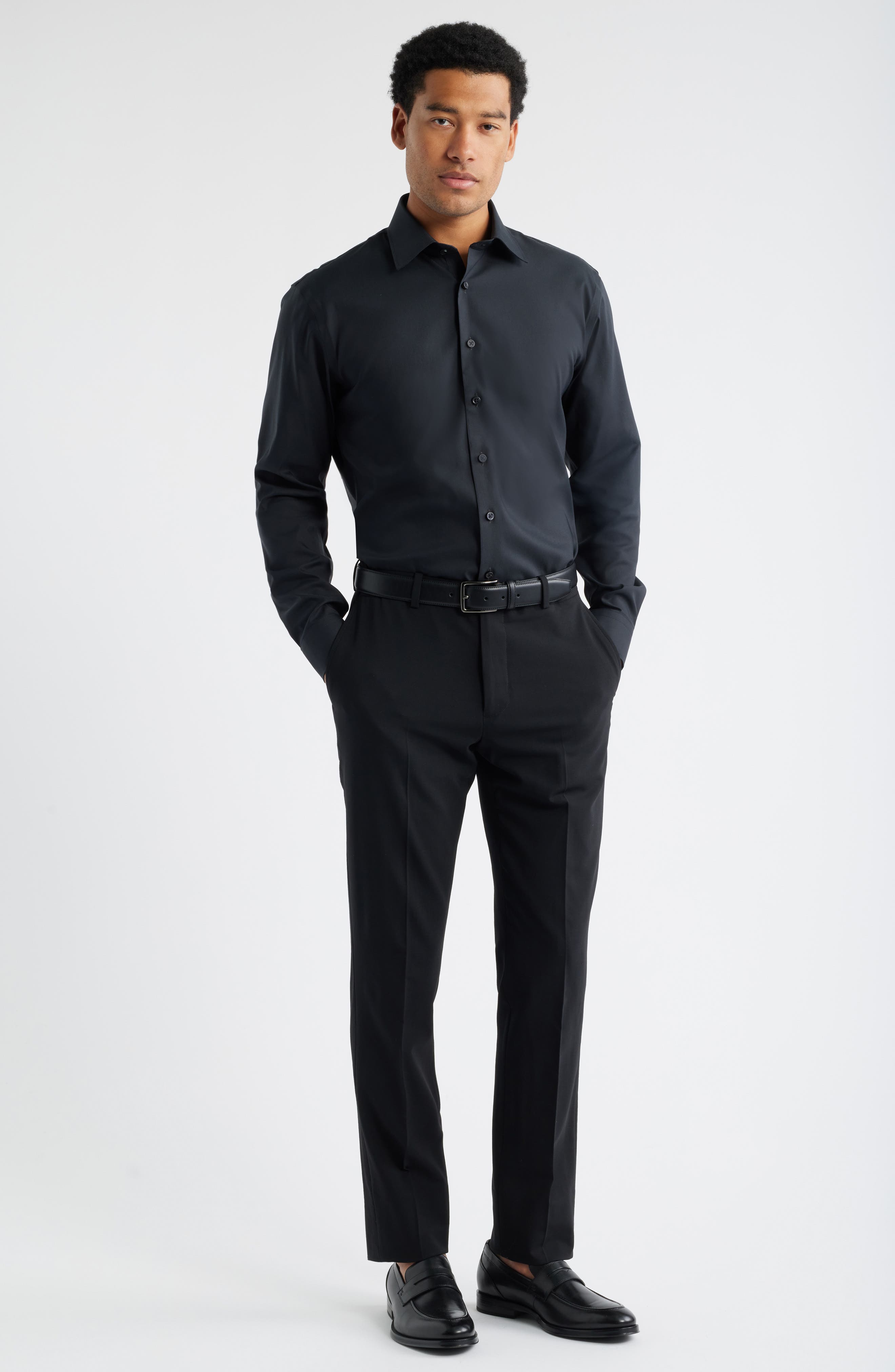 Trim Fit Solid Premium Performance Dress Shirt - image 2