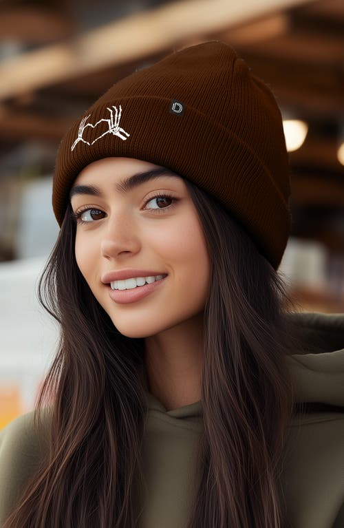 Dalix Heart Of Bones Beanie In Brown