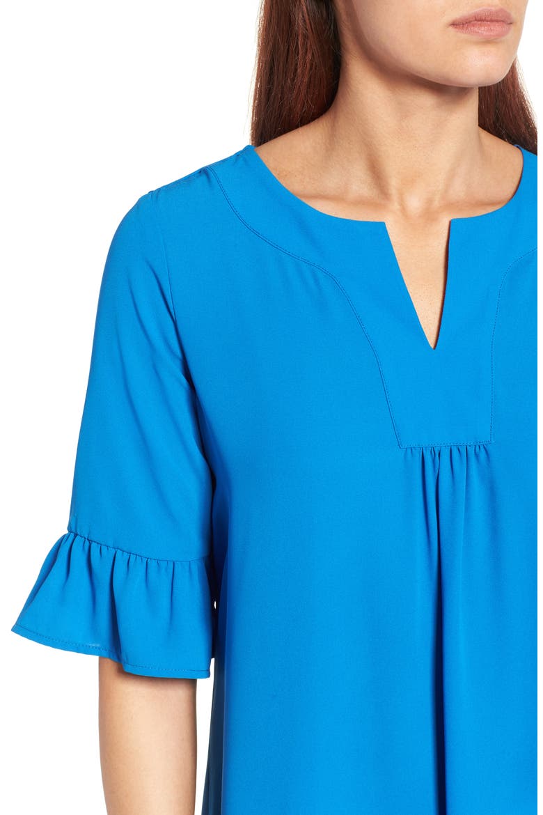 Ruffle Sleeve Blouse, Alternate, color, BLUE BOAT