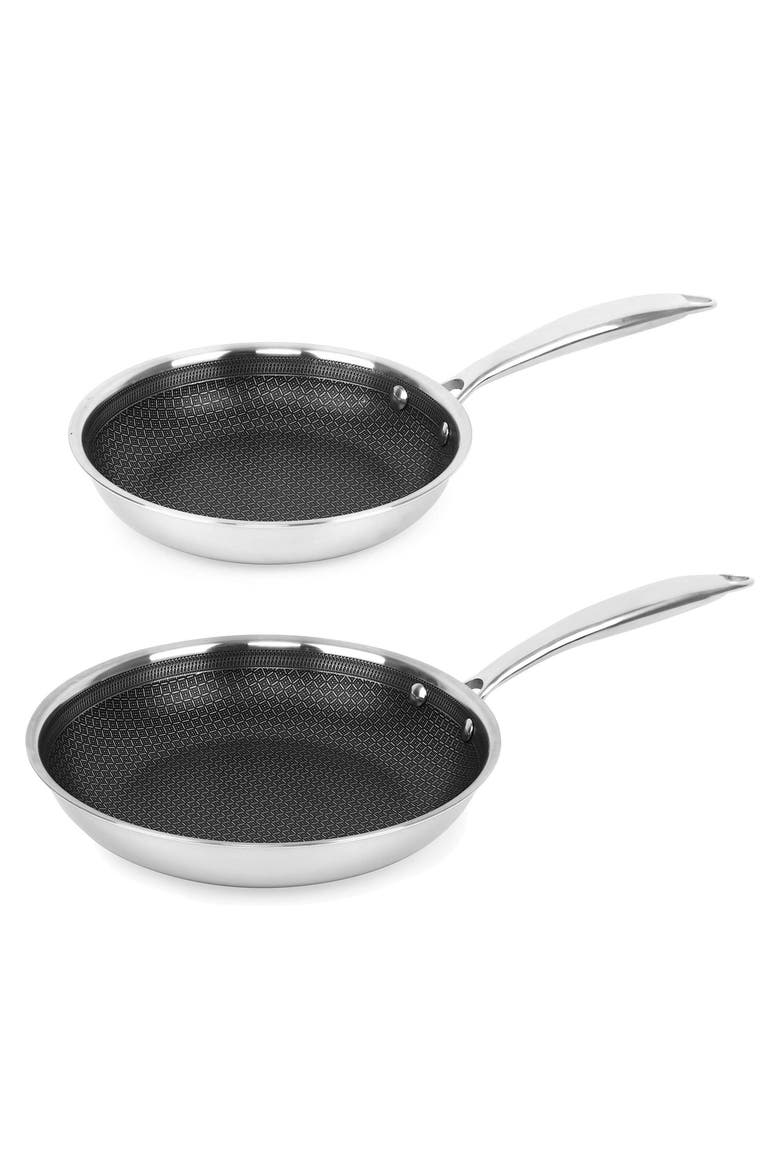 8" and 9.5" Hybrid Nonstick Stainless Steel Frying Pans, Main, color, Silver