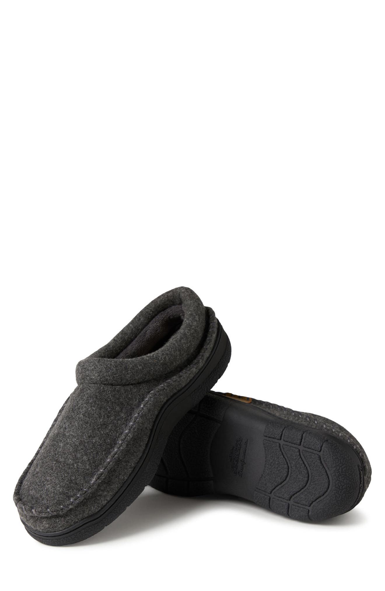 DEARFOAMS Thompson Whipstitch Trim Slipper, Alternate, color, Dark Heather Grey