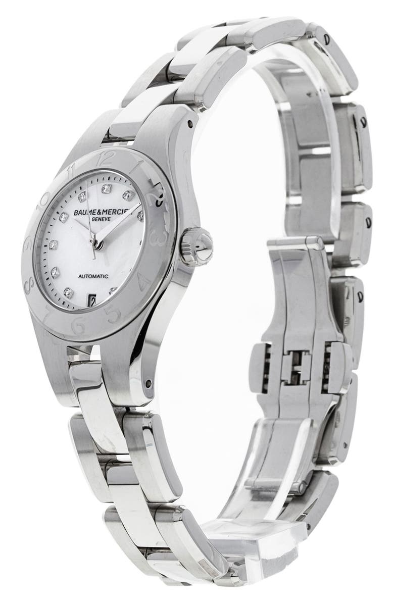 Watchfinder & Co. Baume & Mercier Preowned 2013 Linea M0A10113 Diamond Automatic Bracelet Watch, 27mm, Alternate, color, White