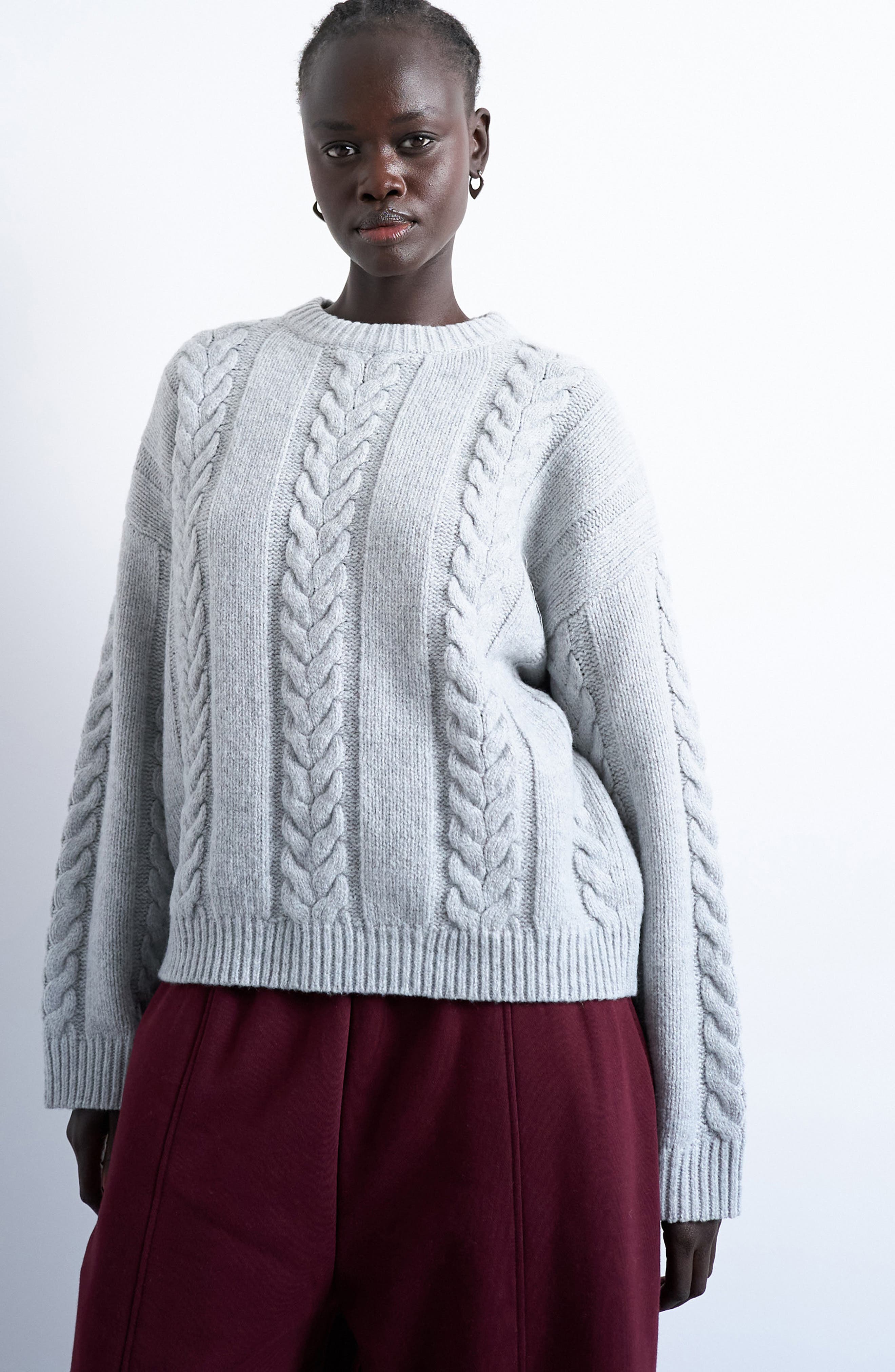 Topshop Cable Stitch Wide Rib Sweater