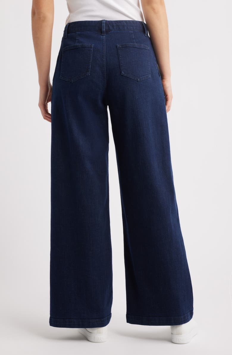 Caslon<sup>®</sup> High Waist Pleated Wide Leg Jeans, Alternate, color, Dark Wash
