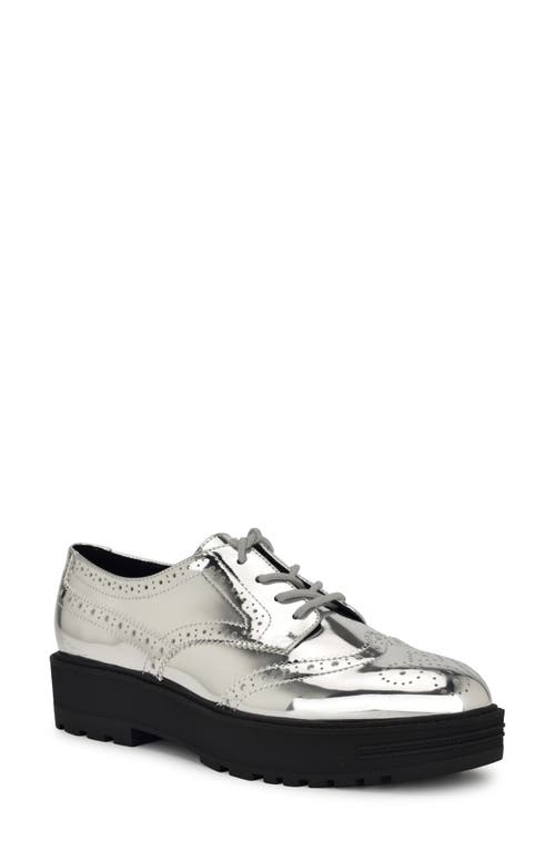 Nine West Resttin Wingtip Platform Derby in Silver 