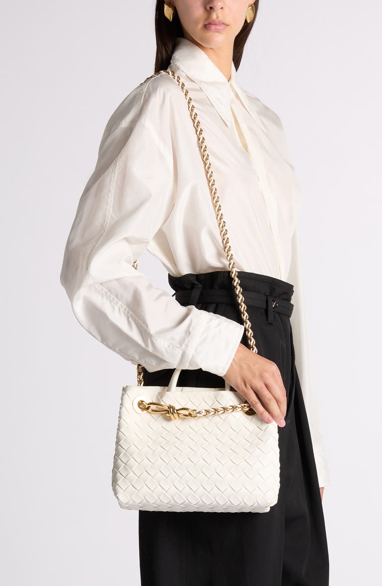 Bottega Veneta Small Andiamo Chain Leather Shoulder Bag, Alternate, color, 9537 Alabaster-Muse Brass