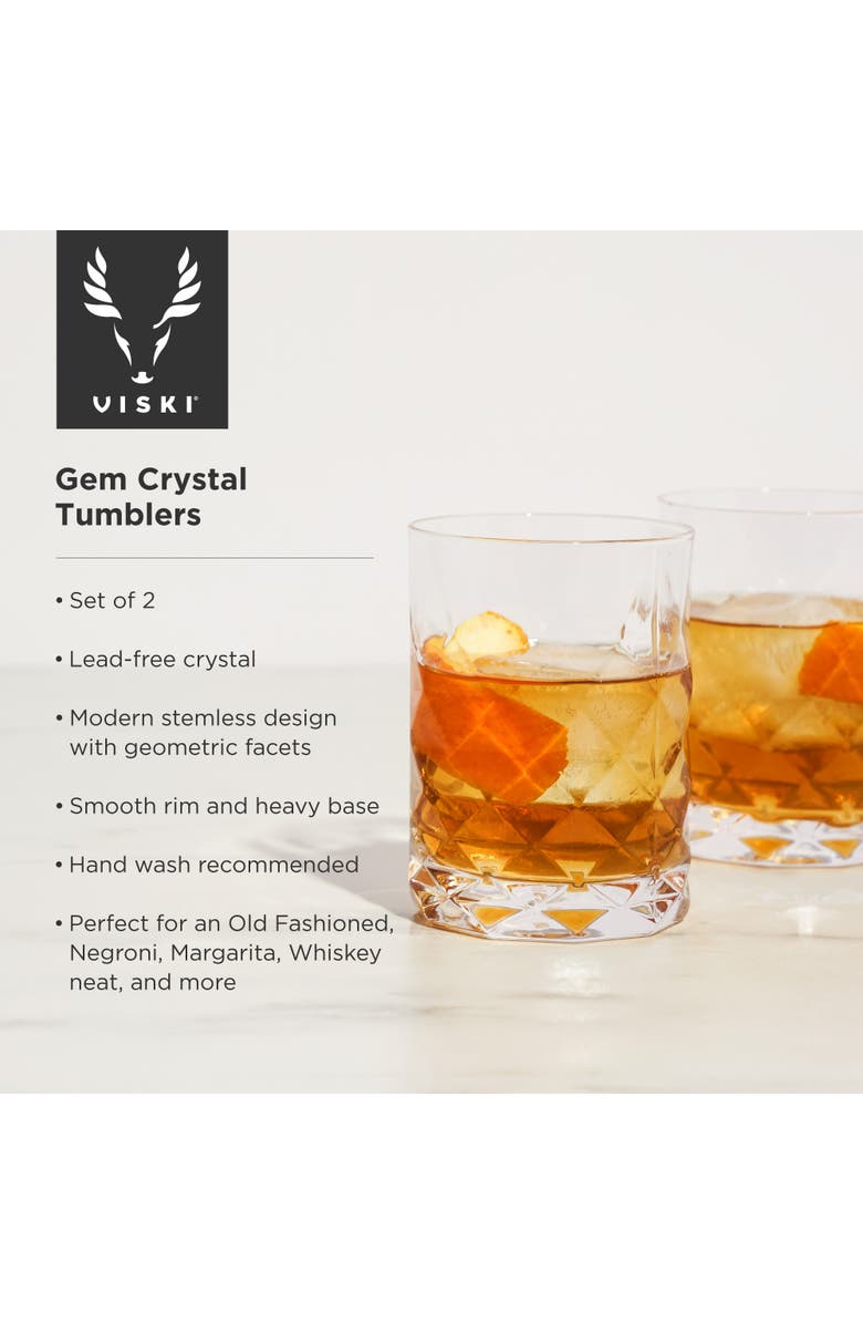 Viski Gem Crystal Tumblers Set of 2, Alternate, color, Clear