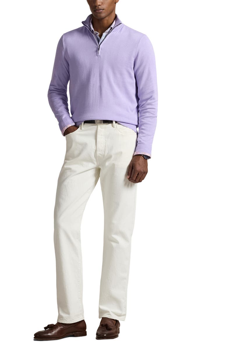 Polo Ralph Lauren Cotton Quarter Zip Pullover, Alternate, color, Purple