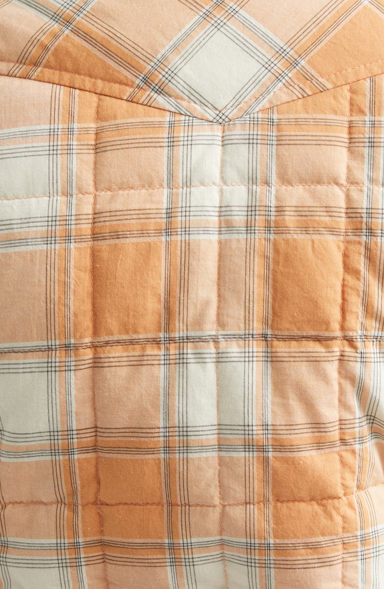 Moncler Grenoble Nangy Quilted Shirt Jacket, Alternate, color, Orange Check