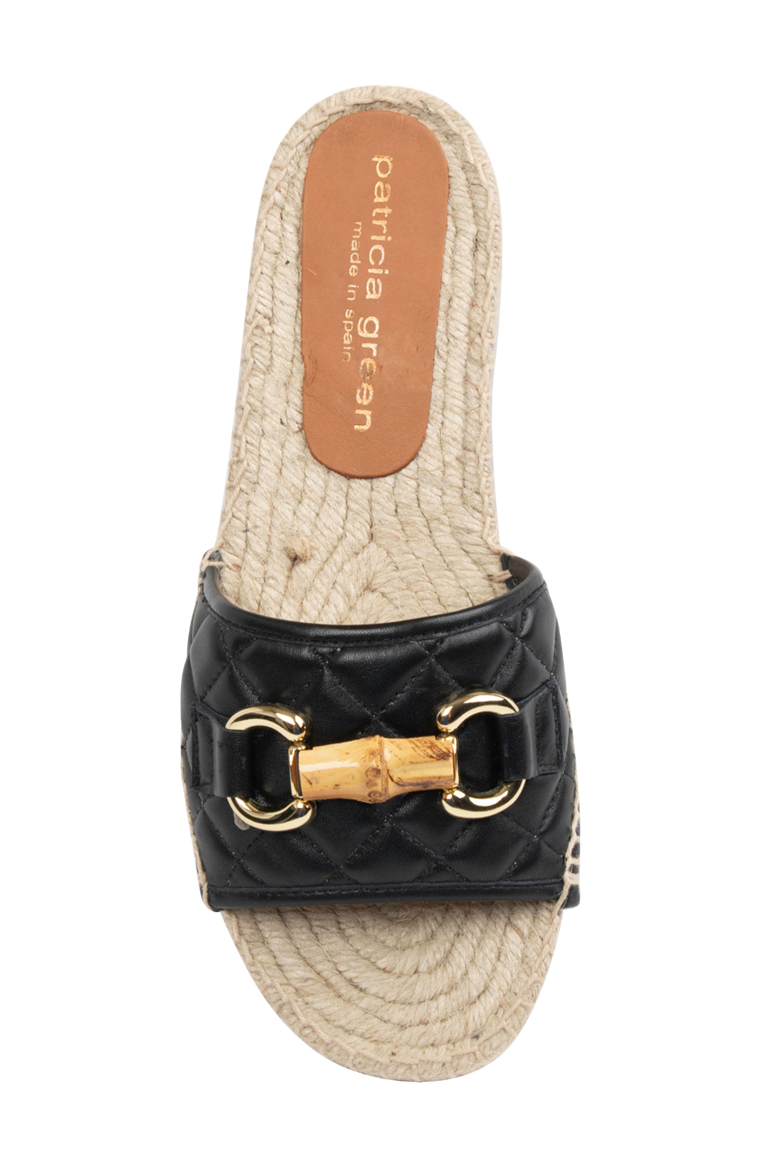 patricia green Veronica Espadrille Slide Sandal, Alternate, color, Black Leather