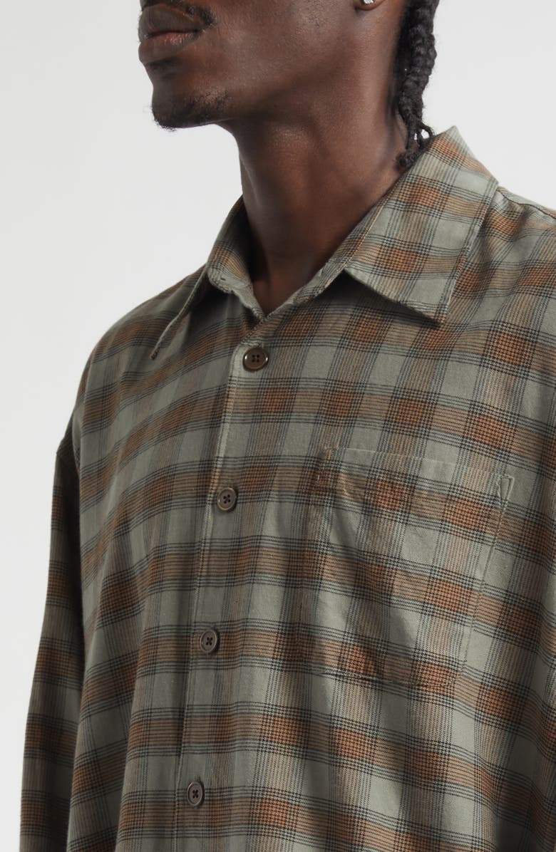 OUR LEGACY Borrowed Check Flannel Button-Up Shirt, Alternate, color, Iowa Flannel Check