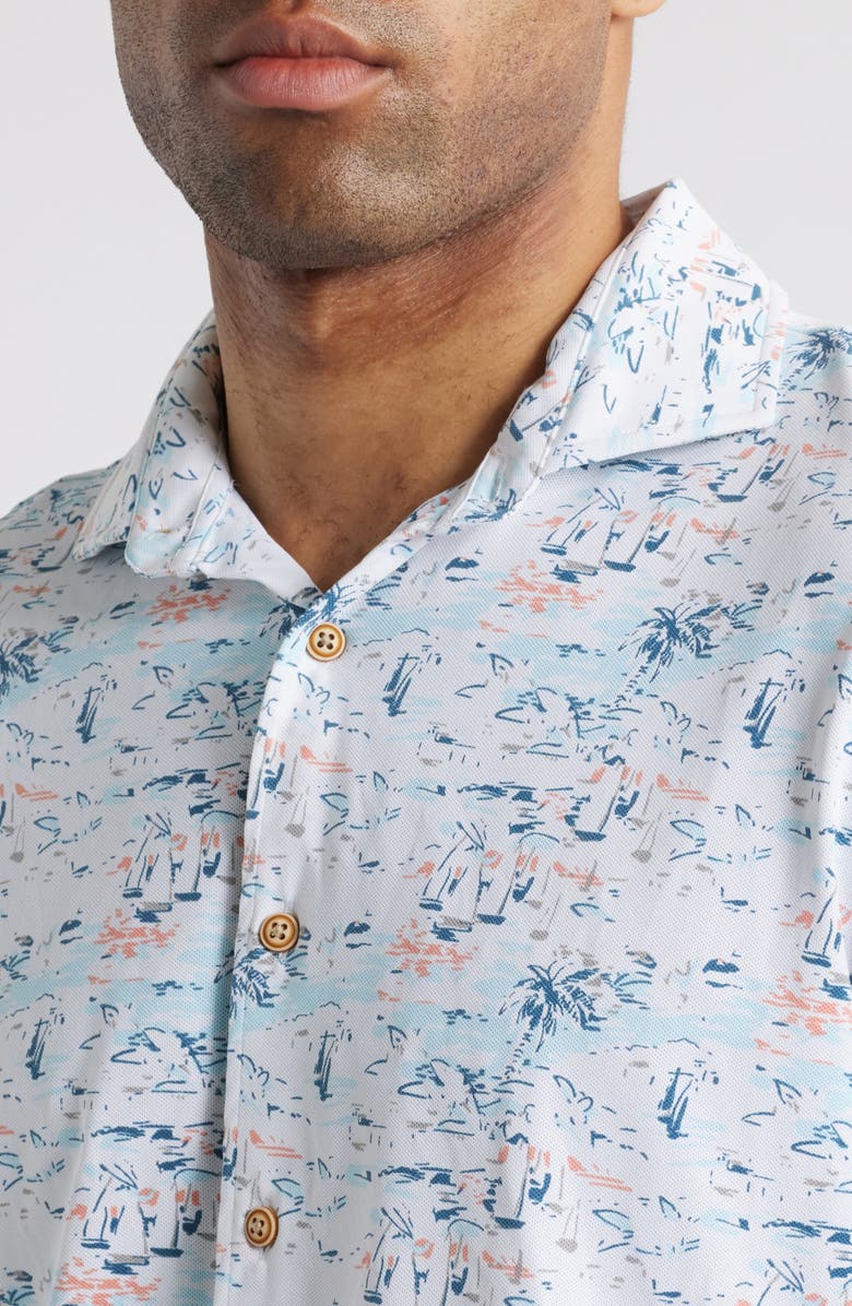 johnnie-O Making Waves Short Sleeve Button-Up Shirt, Alternate, color, 