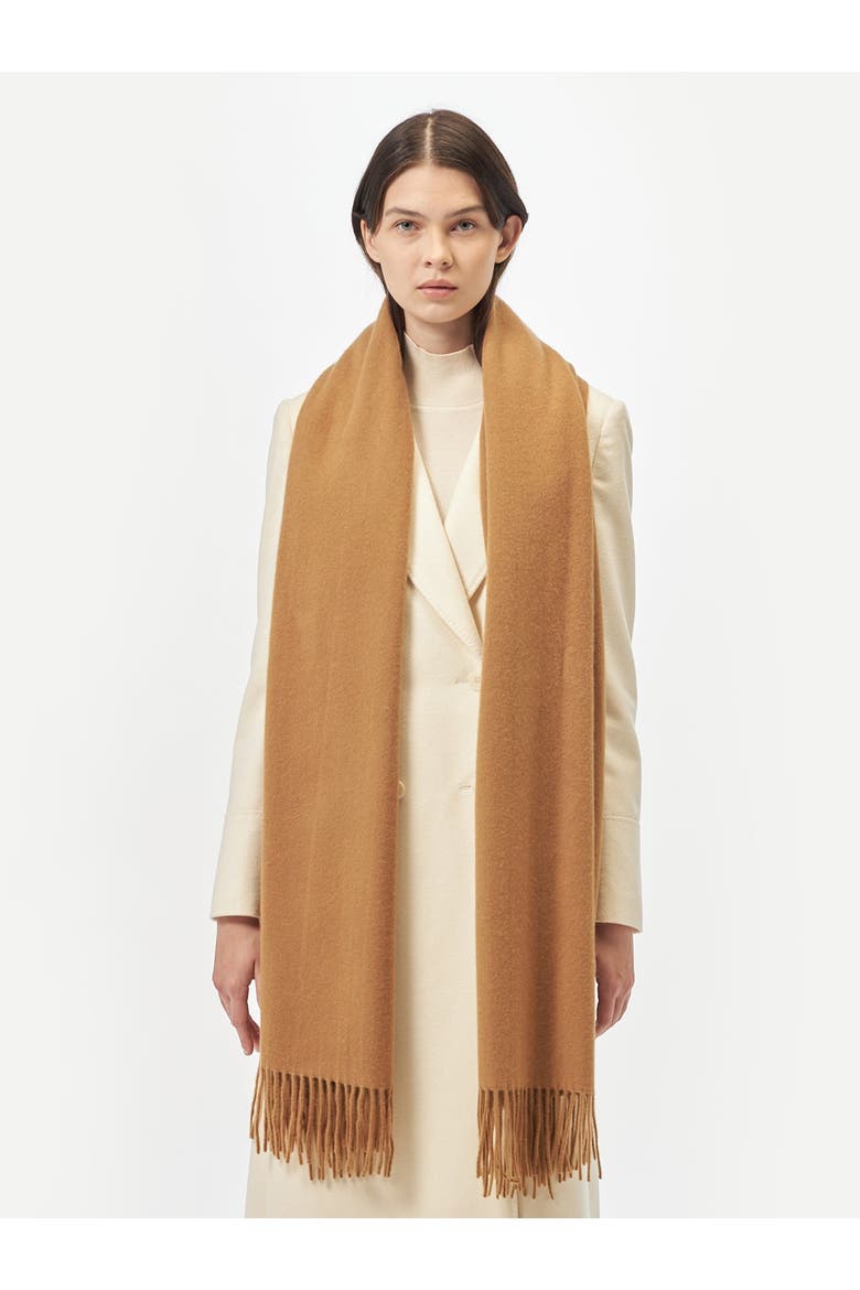 Oversized Cashmere Woven Scarf, Alternate, color, almond