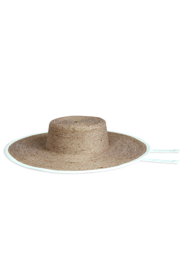 The Lolo Wide-brim Jute Boater Hat, Main, color, Beige