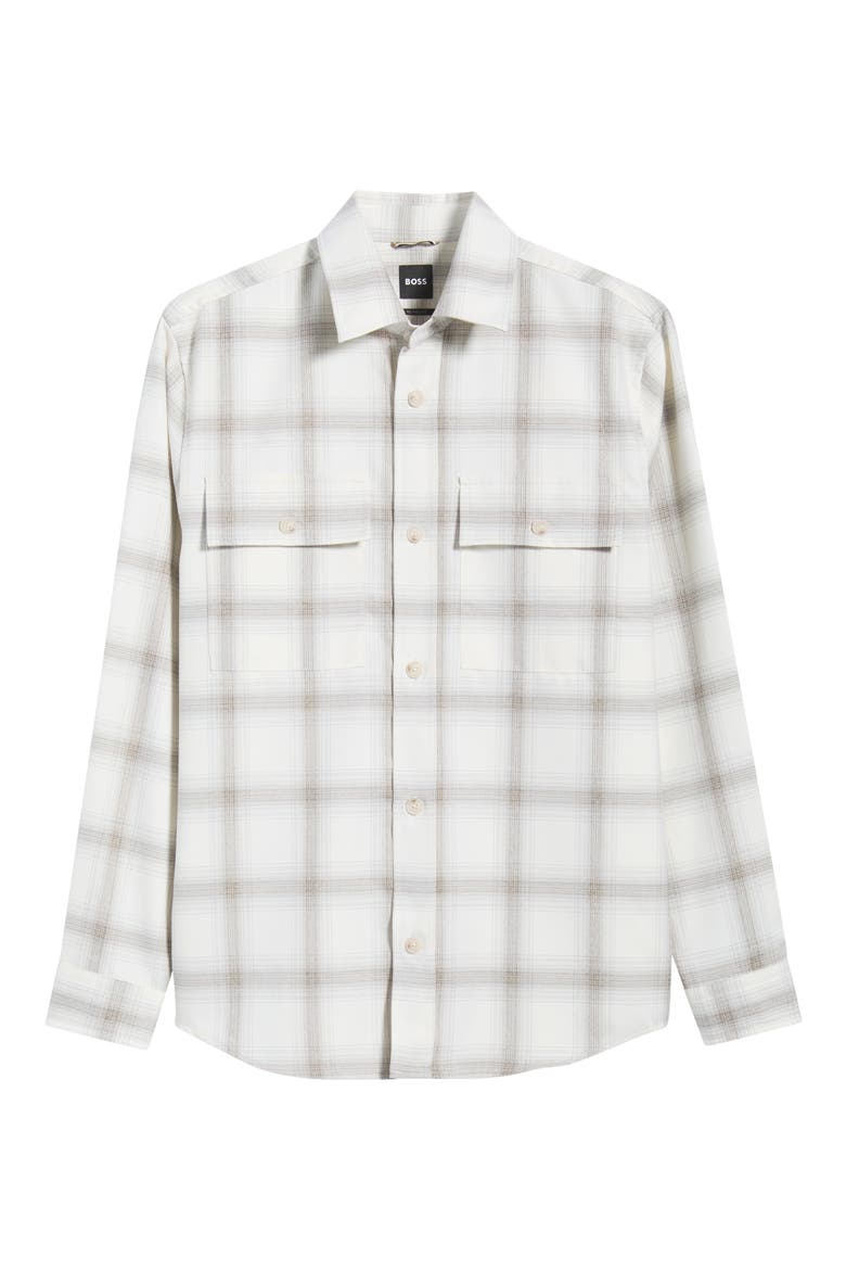 Trim Fit Check Button Front Shirt, Main, color, OPEN WHITE