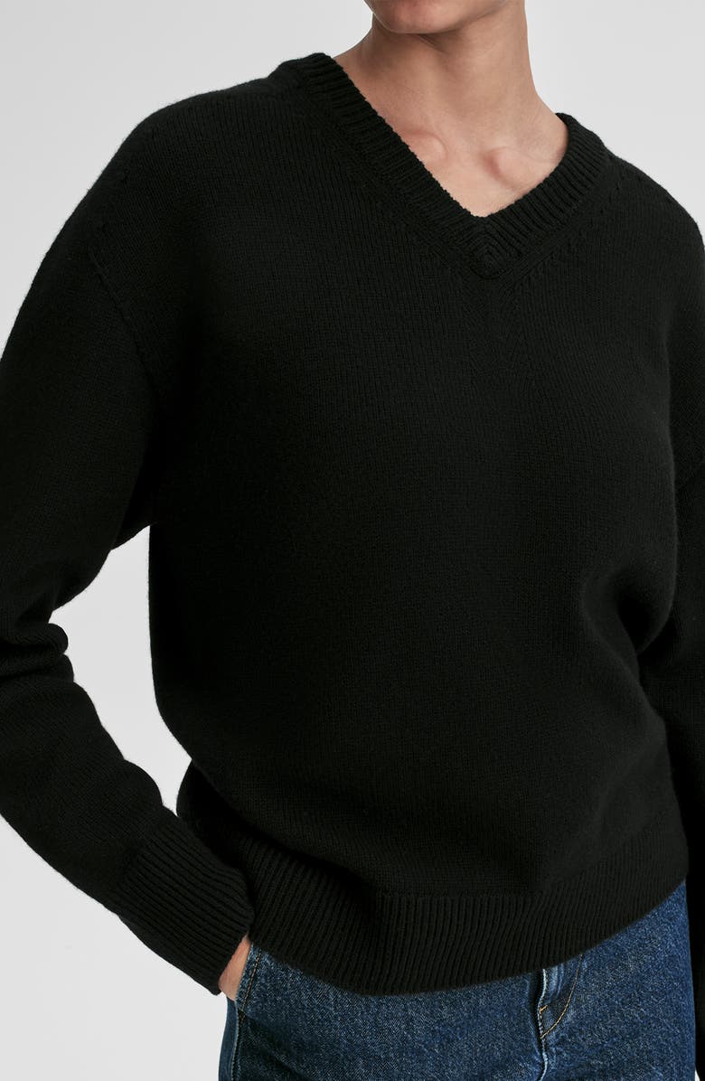 A.L.C. Calven V-Neck Cashmere Sweater, Alternate, color, Black