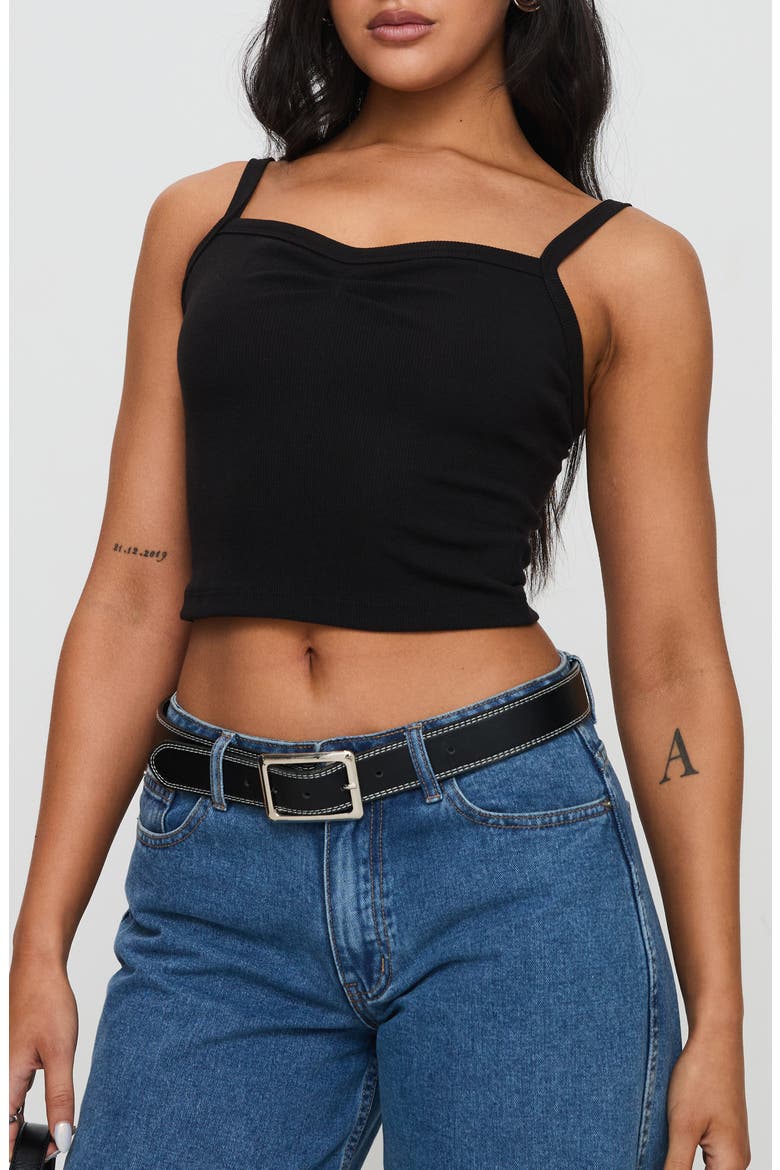 Essential Rib Camisole, Main, color, BLACK