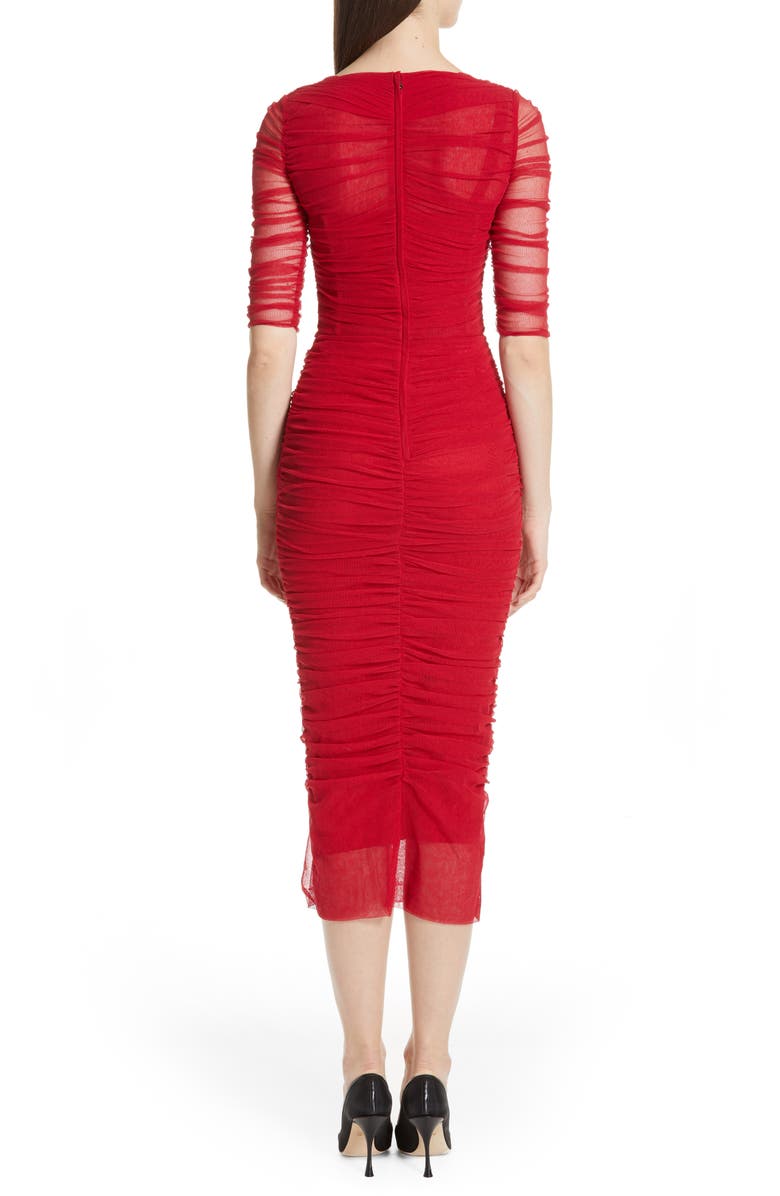 Dolce&Gabbana Ruched Tulle Body-Con Dress, Alternate, color, 
