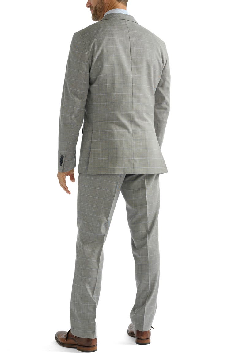 Hoxton Slim Fit Grey Windowpane Suit, Alternate, color, GREY