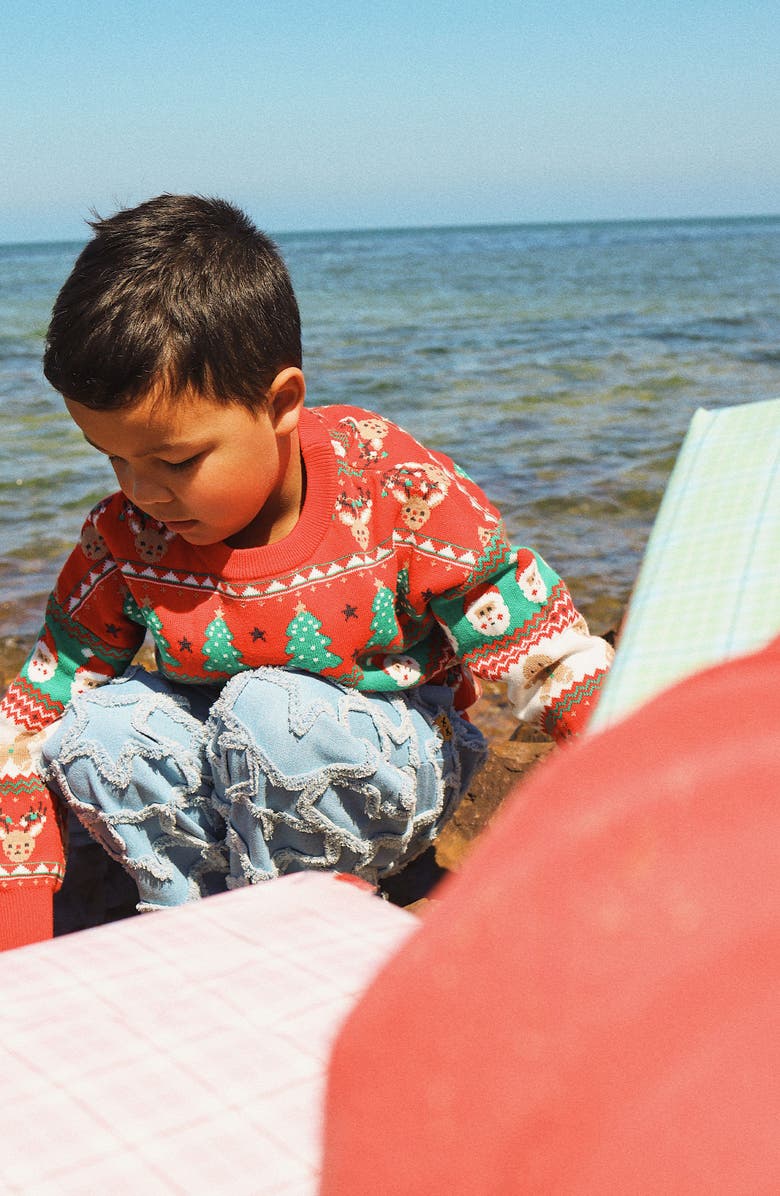 Rock Your Kid Kids
 Christmas Fair Isle Cotton Crewneck Sweater, Alternate, color, Holiday Red