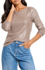 NIC+ZOE Glazed Ribbed Boat Neck T-Shirt