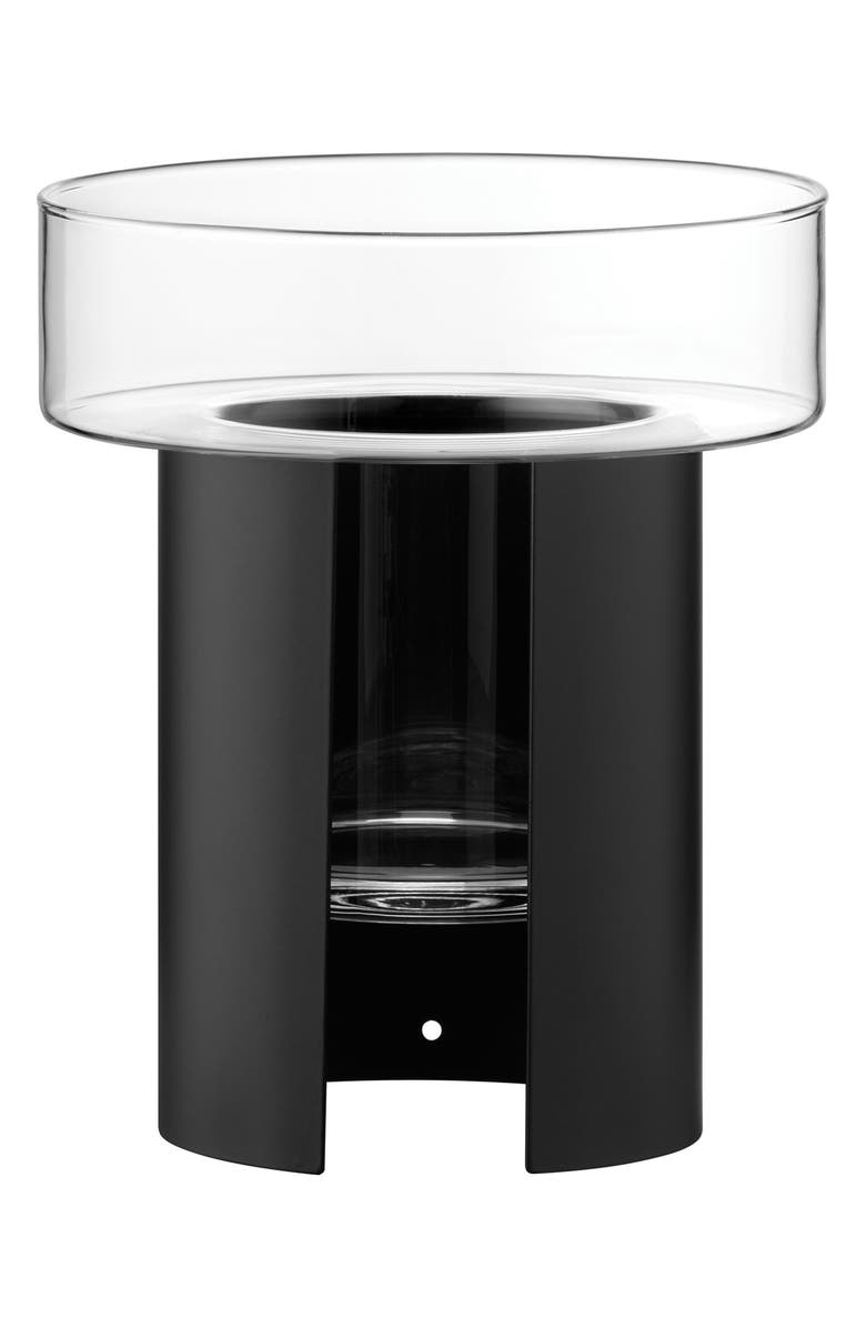 LSA Terrazza Glass & Steel Planter Vase, Main, color, Black/ Clear Glass