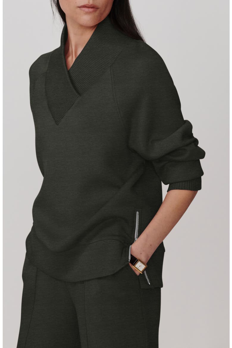 Macie Zip Hem Sweatshirt, Alternate, color, OLIVE MARL