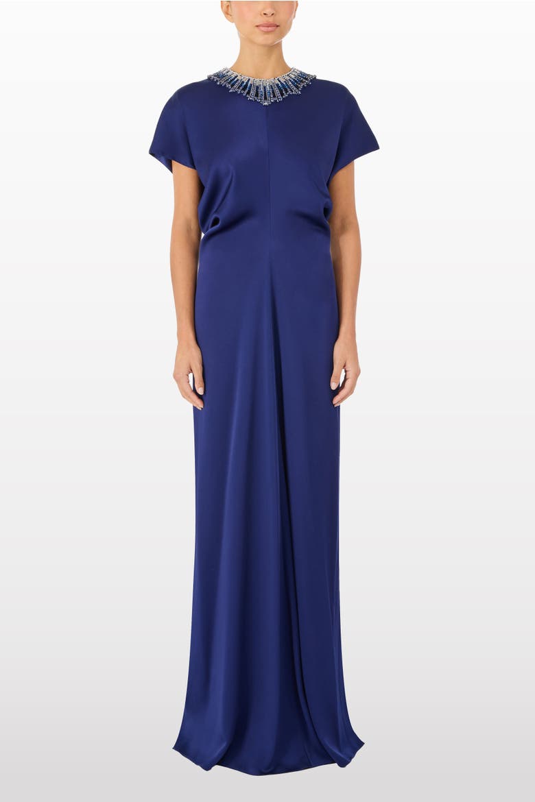 Novak Embellished-Collar Maxi Dress, Alternate, color, Abyss Blue