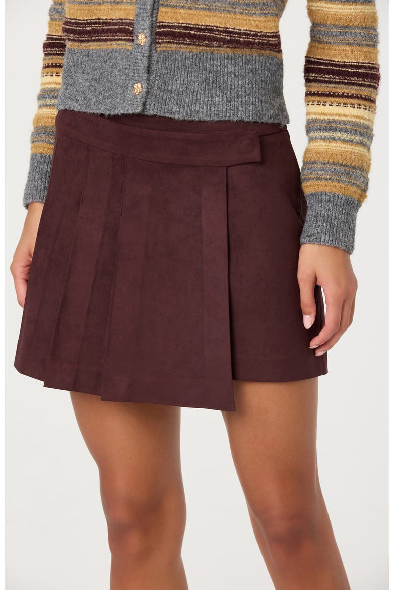 Theodora Faux Suede Miniskirt, Alternate, color, EGGPLANT