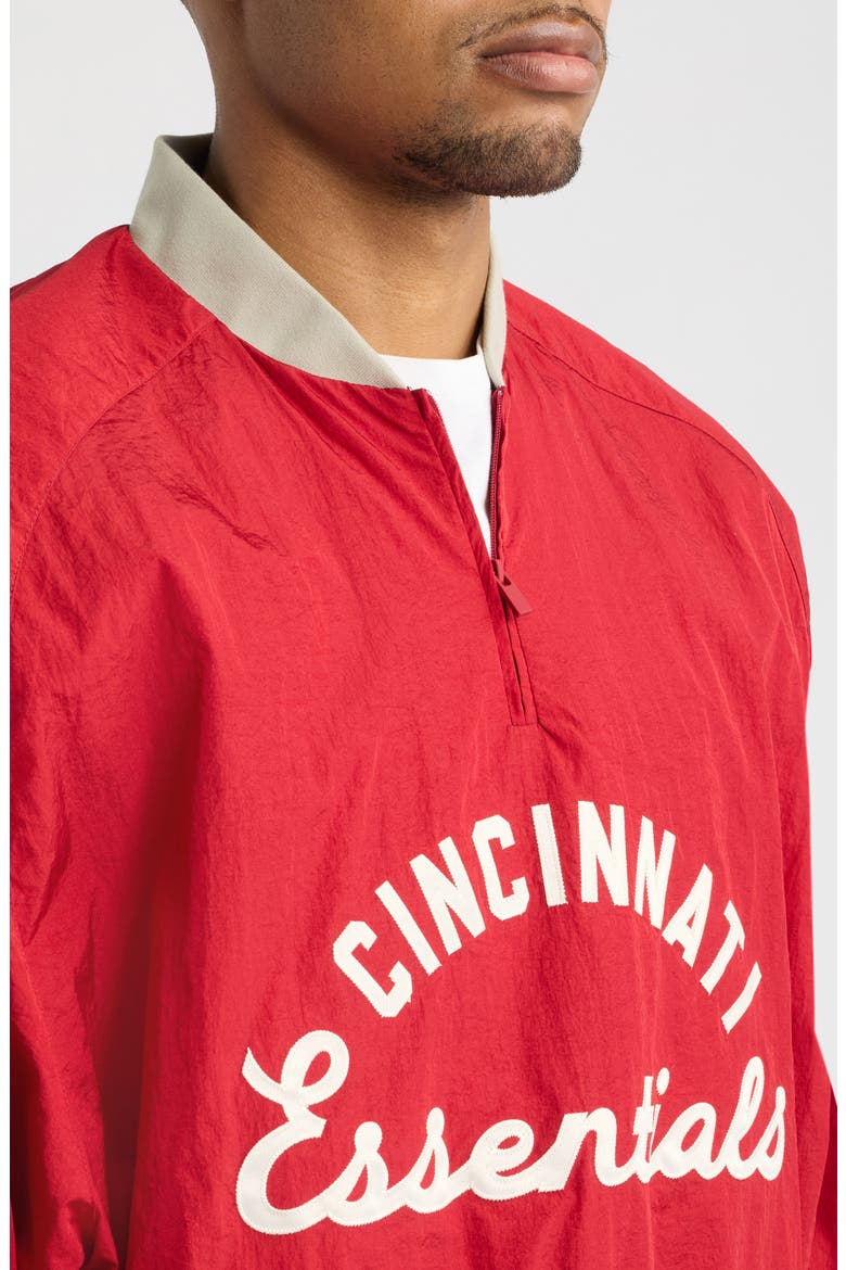 x MLB Cincinnati Reds Half Zip Pullover, Alternate, color, STONE RED/ SEAL RIB